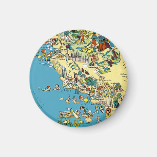 Southern California Vintage Pictorial Map Magnet