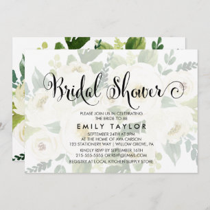 Southern Calligraphy   Faded Floral Bridal Shower Invitation