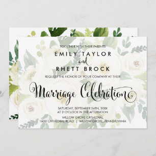 Southern Calligraphy Faded Floral Marriage Invitation