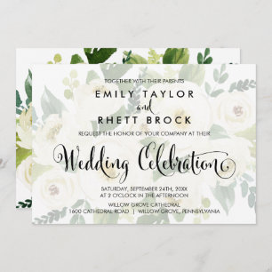 Southern Calligraphy Faded Floral Wedding Invitation