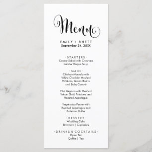 Southern Calligraphy   Floral Dinner Menu Card