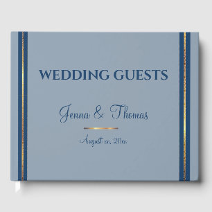 Southern Charm, Blue, Gold, Wedding Guest Book