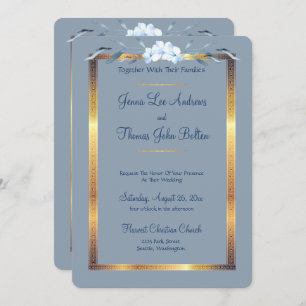 Southern Charm Dusty Blue Wedding Invitation