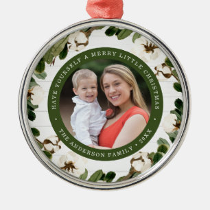 Southern Charm Holiday Photo Metal Ornament