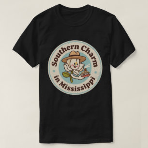 Southern Charm_ Mississippi Magnolia Flower Retro  T-Shirt