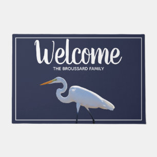 Southern Coastal Birds White Egret Personalised Doormat
