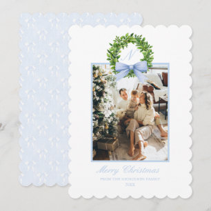 Southern Coastal Grandmillennial Scalloped Bows Holiday Card