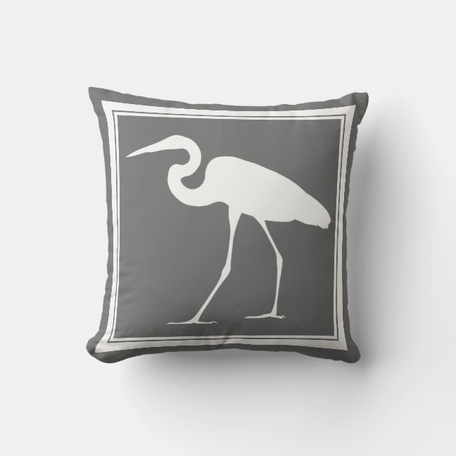 Southern Coastal White Egret & Grey Cushion (Front)