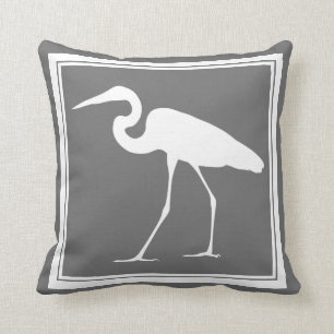 Southern Coastal White Egret & Grey Cushion