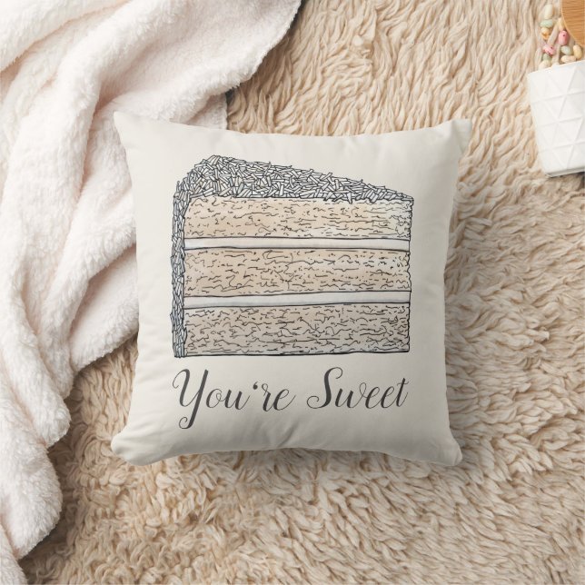 Southern Coconut Cake Slice You're Sweet Foodie Cushion (Blanket)