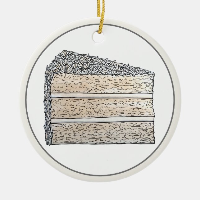 Southern Coconut Frosting Layer Cake Slice Dessert Ceramic Ornament (Front)