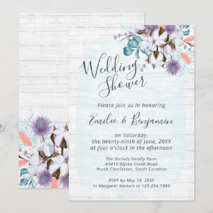 Southern Country Cotton Floral Wedding Shower Invitation