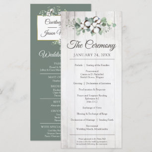 Southern Country Cotton Rustic Wedding Ceremony Program