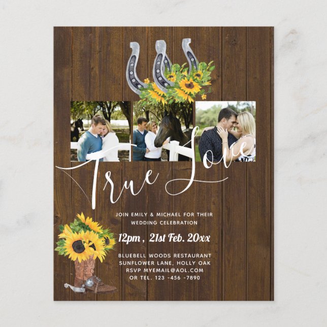 Southern Country Rustic Photo BUDGET Wedding       Flyer (Front)