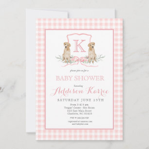Southern dog Monogram Crest Baby Shower Invitation