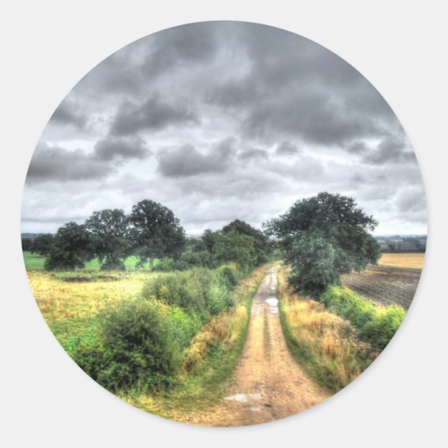 Southern England Woodland Pastures Nature Scene Classic Round Sticker (Front)