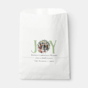 Southern Floral & Cotton Christmas Joy Photo Gift Favour Bag