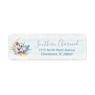 Southern Floral Cotton Moon & Wood Return Address Label