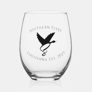 Southern FlyBy LLC. Logo Stemless Wine Glass