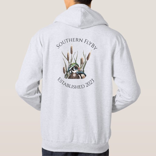 Southern FlyBy Wood Duck with Cattails Hoodie (Back)
