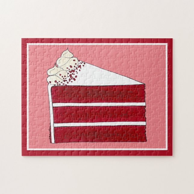 Southern Food Red Velvet Layer Cake Slice Bakery Jigsaw Puzzle (Horizontal)