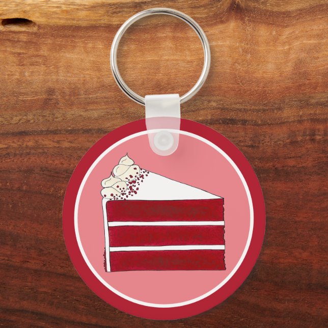Southern Food Red Velvet Layer Cake Slice Bakery Key Ring (Front)