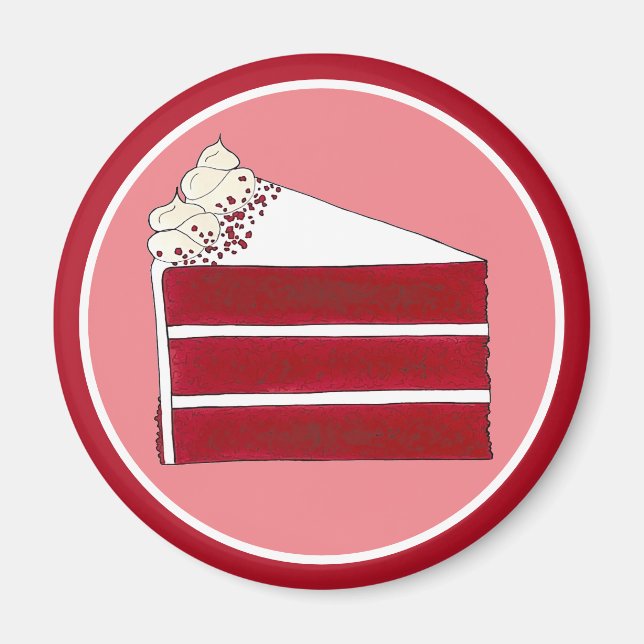 Southern Food Red Velvet Layer Cake Slice Bakery Magnet (Front)