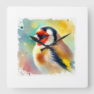 Southern Goldfinch 020824AREF121 - Watercolor Square Wall Clock