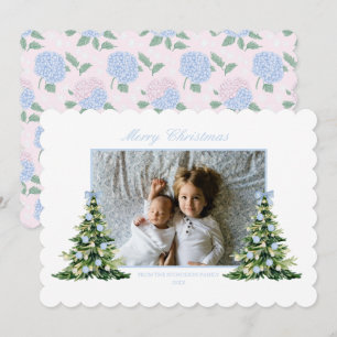 Southern Grandmillennial Blue Hydrangeas Holiday Card