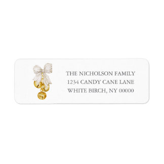 Southern Grandmillennial Ivory Bow Christmas Bells Return Address Label