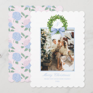 Southern Grandmillennial Pink Blue Hydrangeas Holiday Card