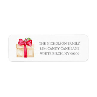 Southern Grandmillennial Red Bow Christmas Gift Return Address Label