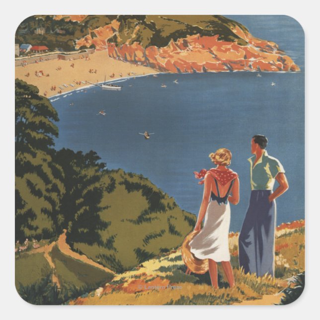 Southern/Great Western Rail Couple on Cliff Square Sticker (Front)