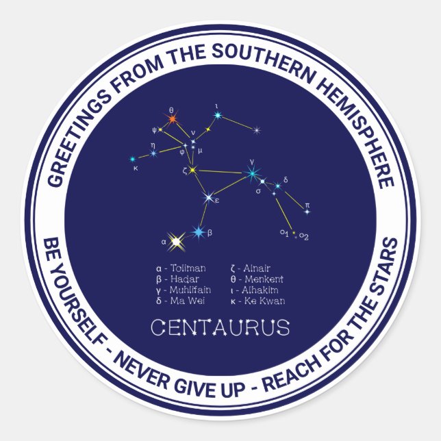 Southern Hemisphere Constellation Centaurus Classic Round Sticker (Front)