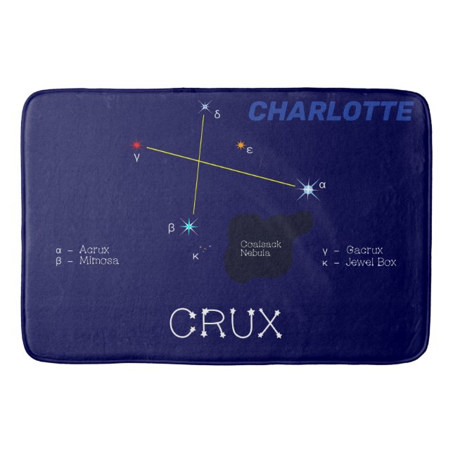 Southern Hemisphere Constellation Crux Bath Mat (Front)