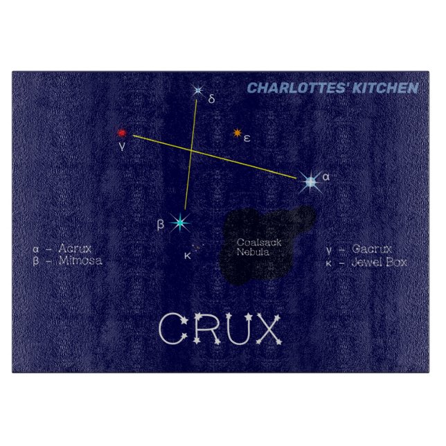 Southern Hemisphere Constellation Crux Cutting Board (Front)