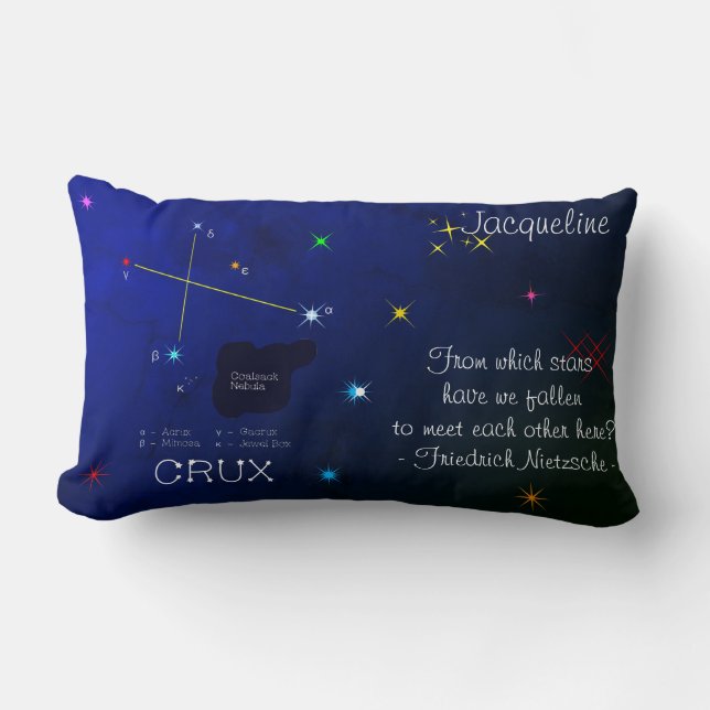 Southern Hemisphere Constellation Crux Lumbar Cushion (Front)