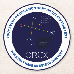 Southern Hemisphere Constellation Crux Round Paper Coaster