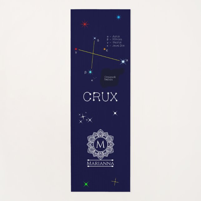 Southern Hemisphere Constellation Crux Yoga Mat (Front)