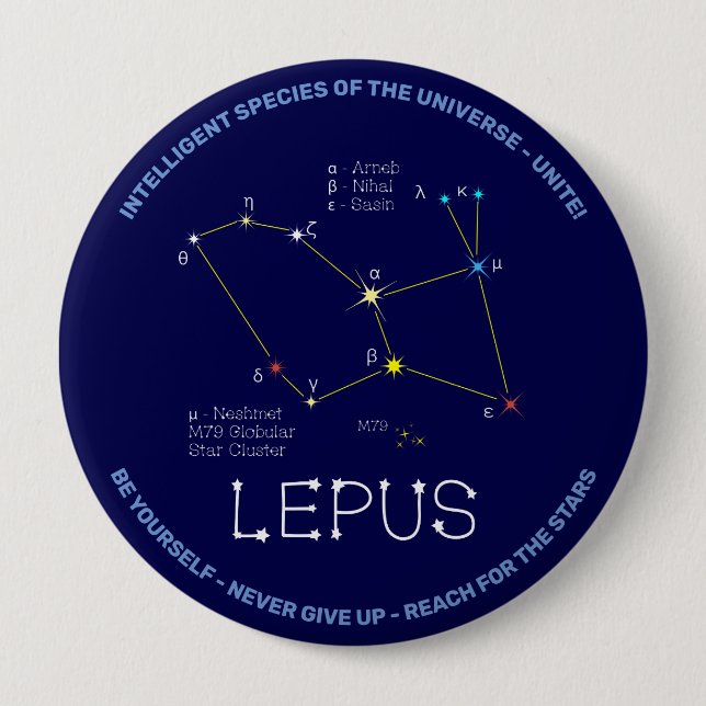 Southern Hemisphere Constellation Lepus 10 Cm Round Badge (Front)