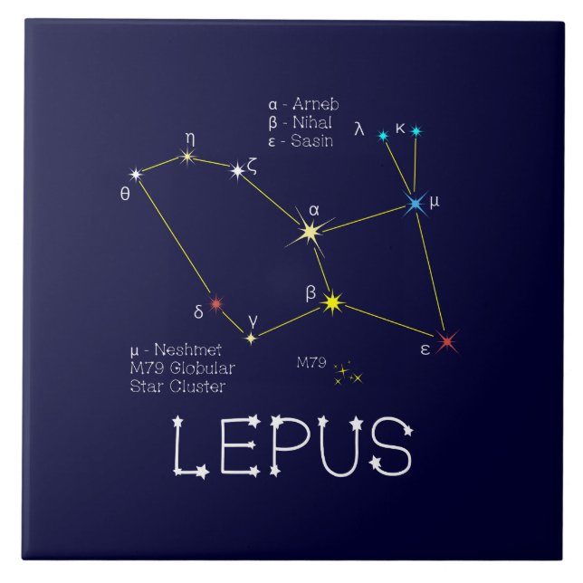 Southern Hemisphere Constellation Lepus Ceramic Tile (Front)
