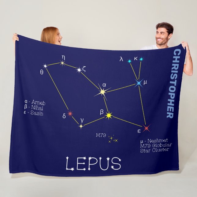 Southern Hemisphere Constellation Lepus Fleece Blanket (In Situ)