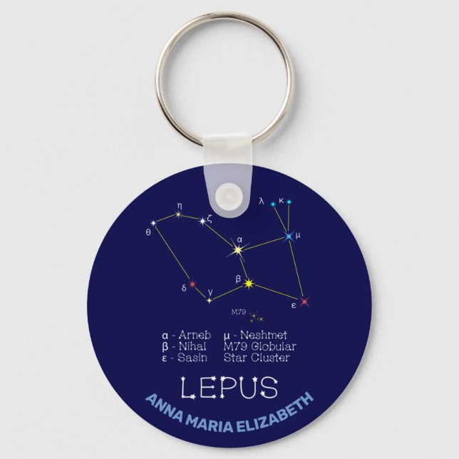 Southern Hemisphere Constellation Lepus Key Ring (Front)