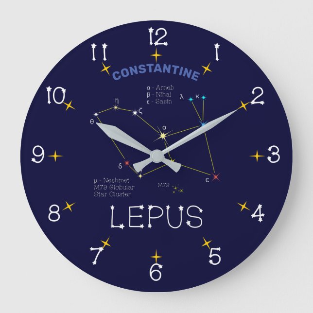 Southern Hemisphere Constellation Lepus Large Clock (Front)