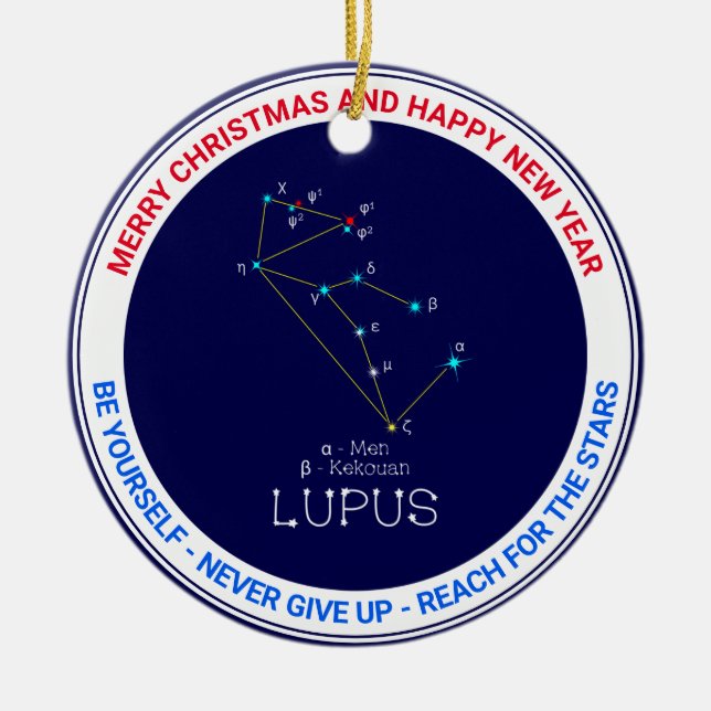 Southern Hemisphere Constellation Lupus Ceramic Ornament (Front)