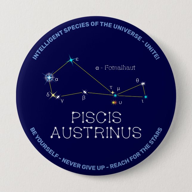 Southern Hemisphere Constellation Piscis Austrinus 10 Cm Round Badge (Front)