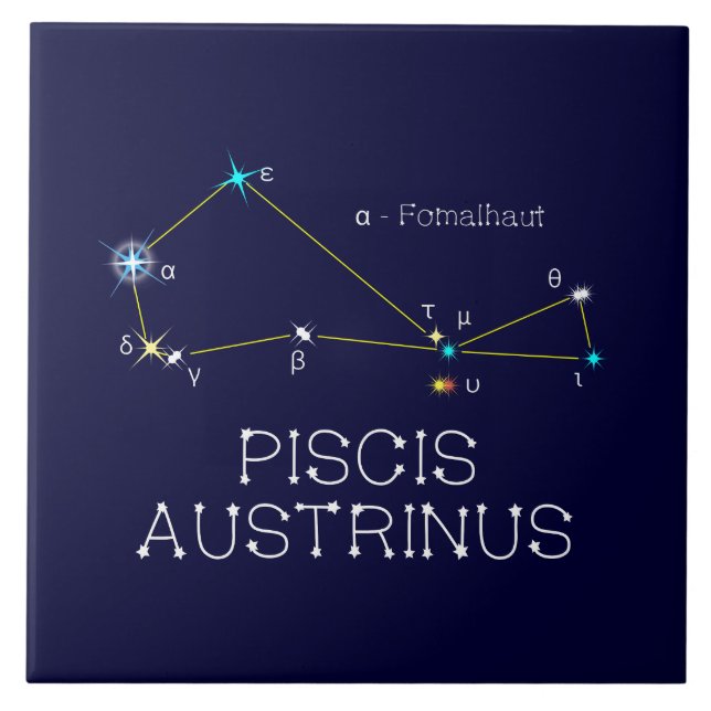 Southern Hemisphere Constellation Piscis Austrinus Ceramic Tile (Front)