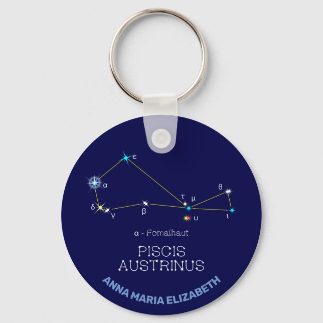 Southern Hemisphere Constellation Piscis Austrinus Key Ring (Front)