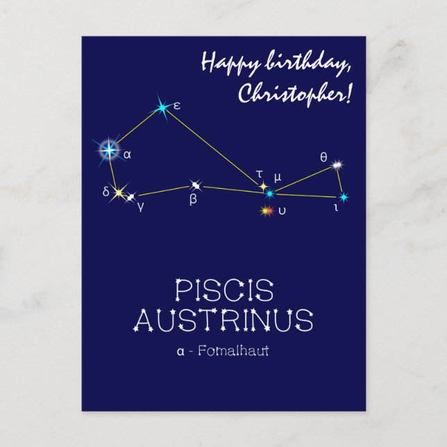 Southern Hemisphere Constellation Piscis Austrinus Postcard (Front)