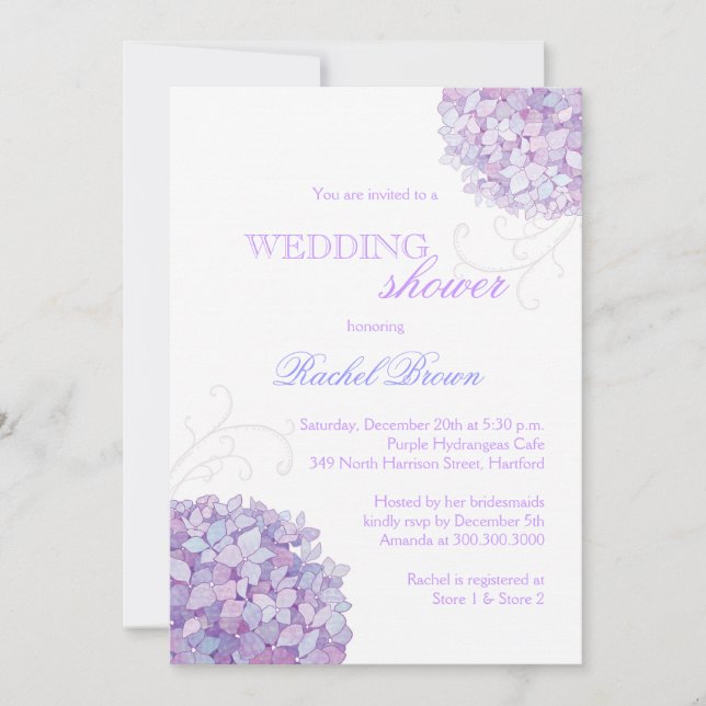 Southern Hydrangea Blooms Spring Wedding Shower Invitation (Front)